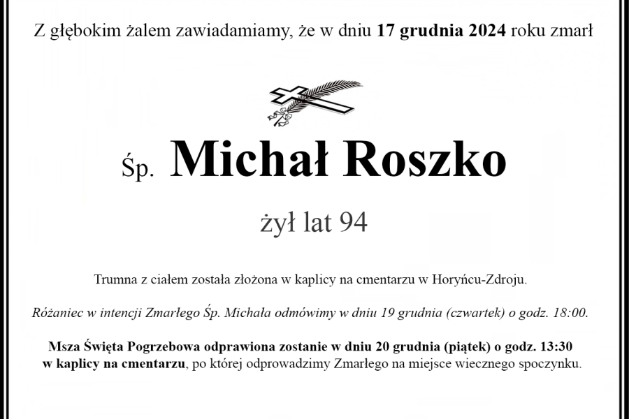 Zmarł Michał Roszko [94 lata]